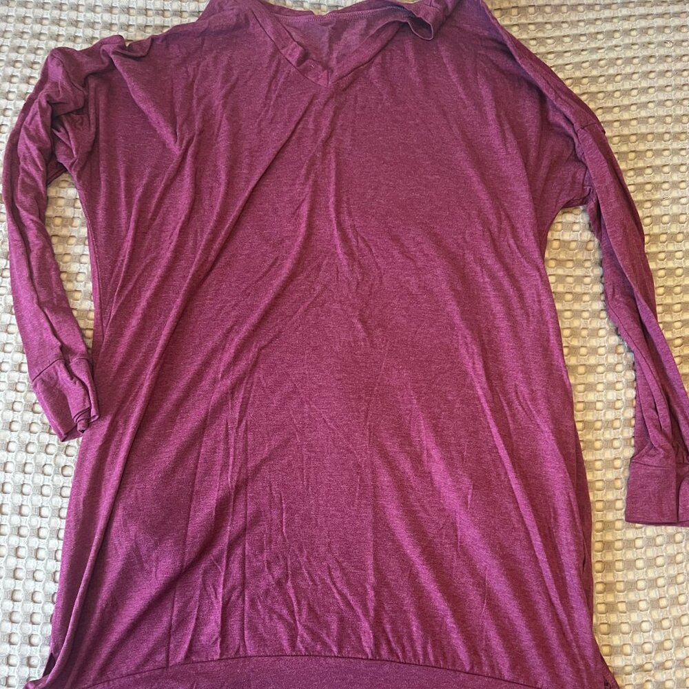 Magenta Pink/Purple V Neck Tunic, Size XL